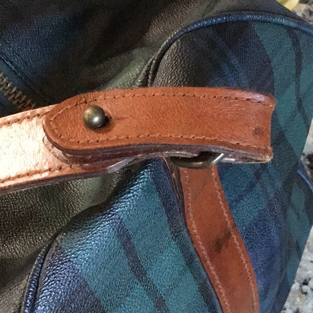 Vintage Polo Ralph Lauren Black Plaid Watch Boston Travel Duffle Bag Polo Green - Picture 10 of 13